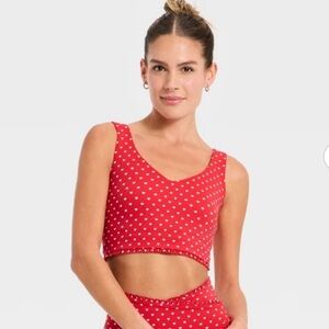 Red Heart Polka Dot Women's Crop Top Sports Bra